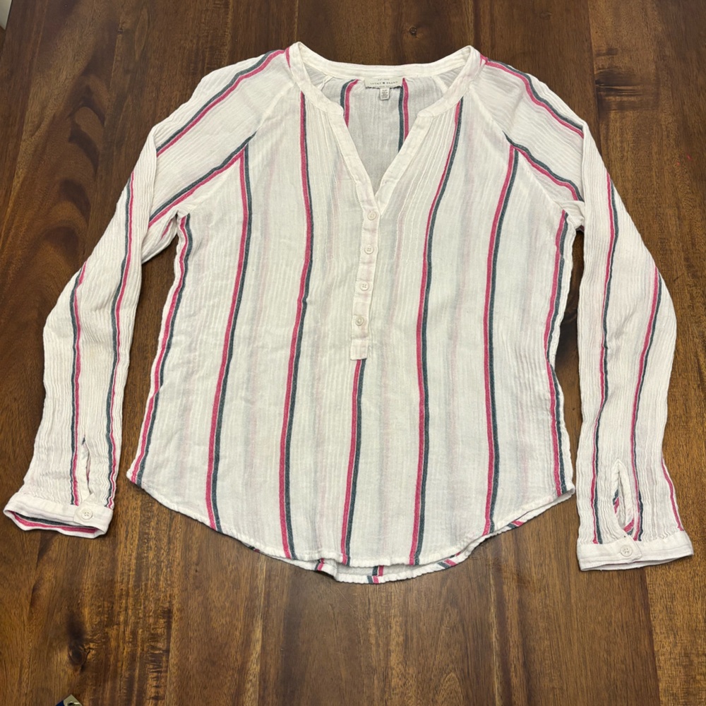 3/$12 Lucky Striped Button-Up Women’s Blouse